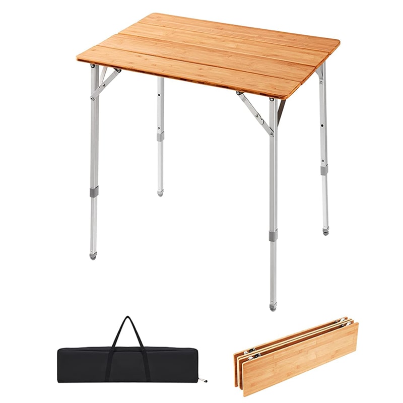 Table de camping pliante en bambou