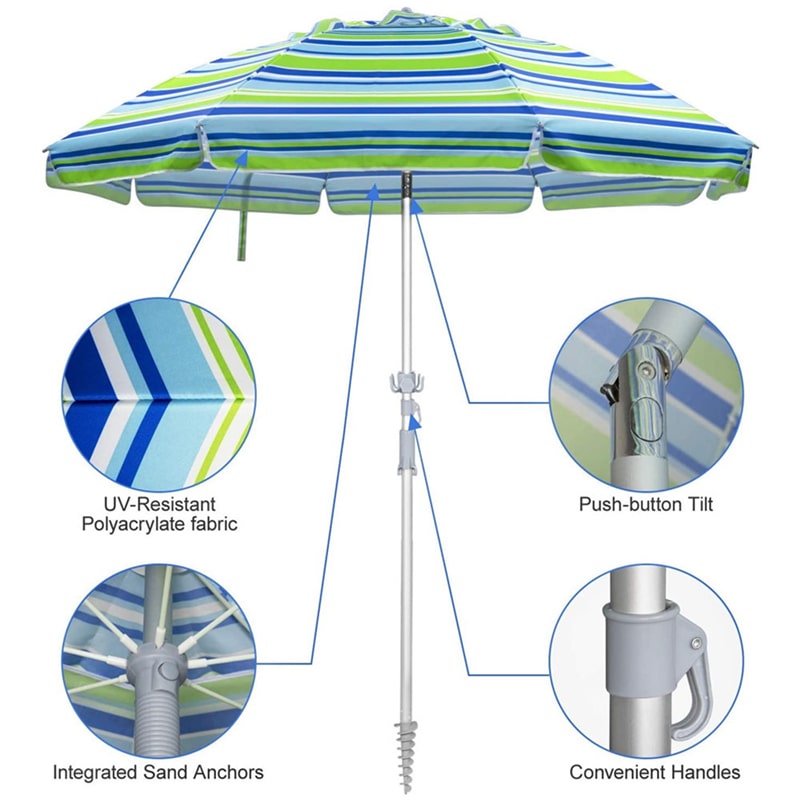 Parasol de plage réglable portable