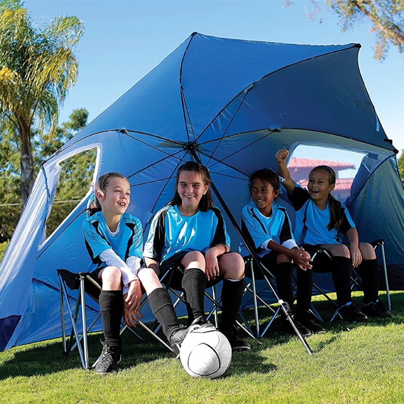 Parasol de plage pliable bleu