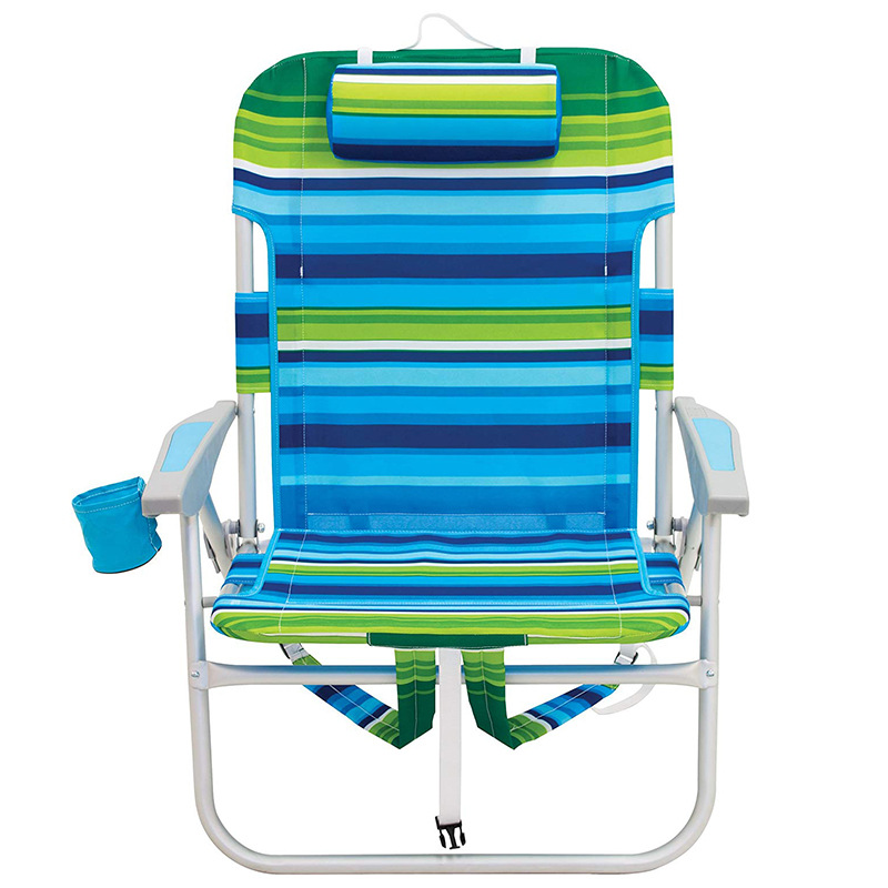 Chaise de plage pliante portable 4 positions avec sac à dos