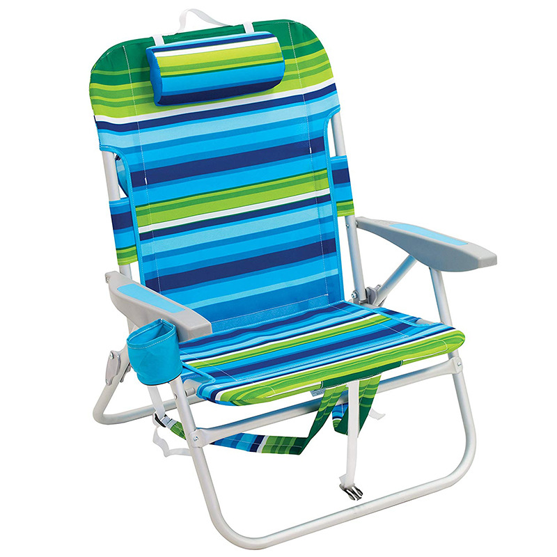 Chaise de plage pliante portable 4 positions avec sac à dos